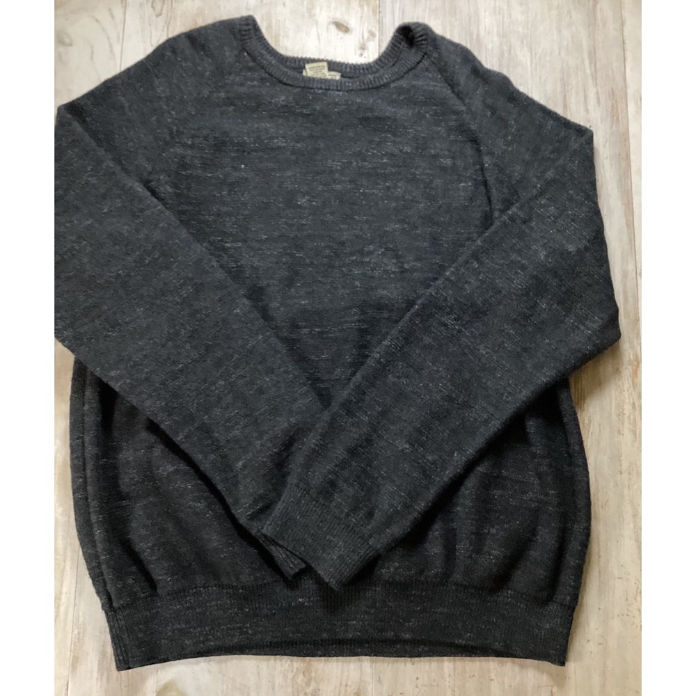 LL Bean Mens XXL Gray Organic Cotton Raglan Crewneck Sweater 510586